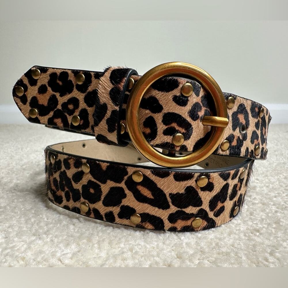 Urban Outfitters Brown and Gold Belt with Circular Buckle